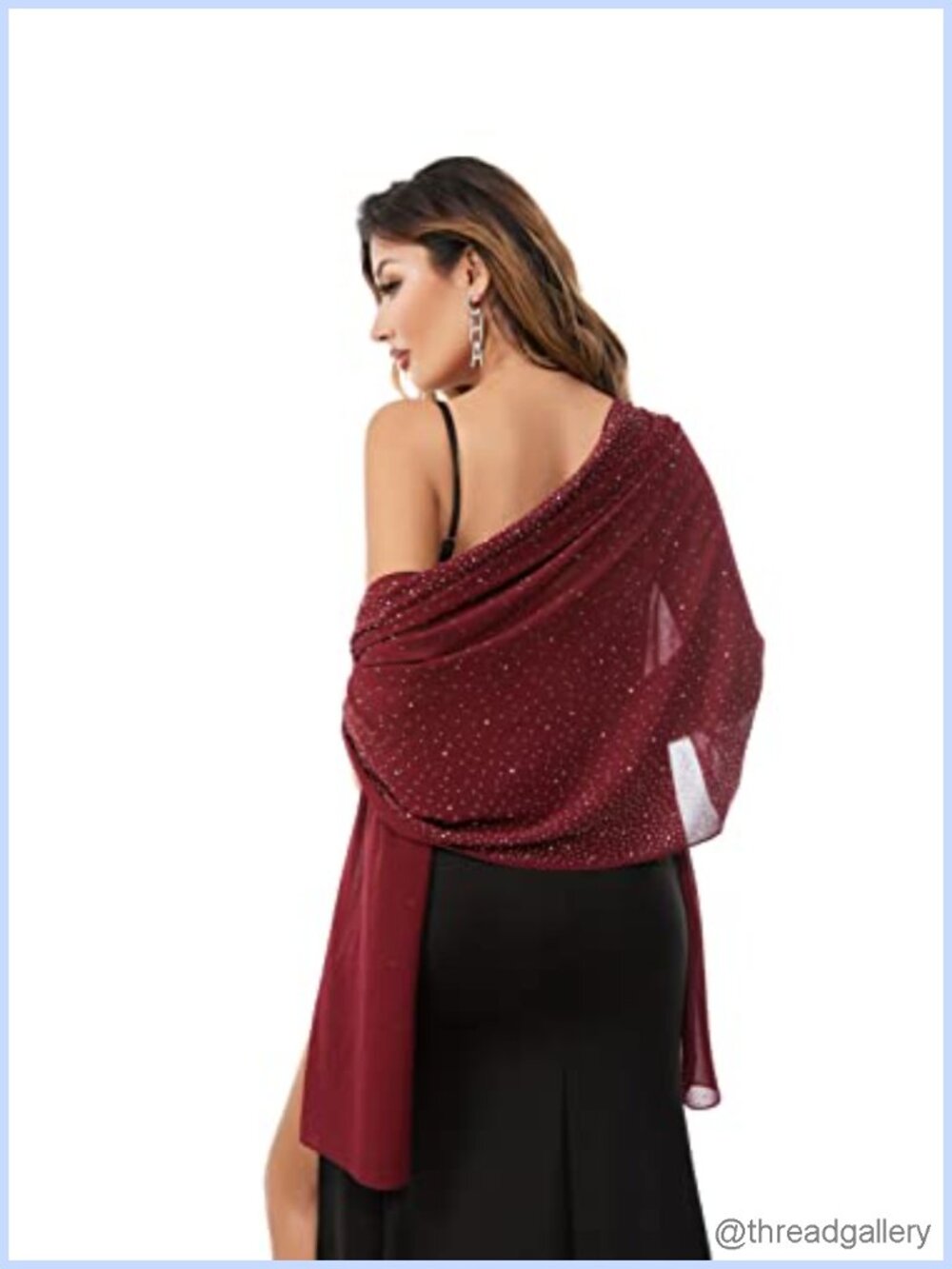 Sheer Chiffon Sparkly Shawl Wrap for Evening Dresses